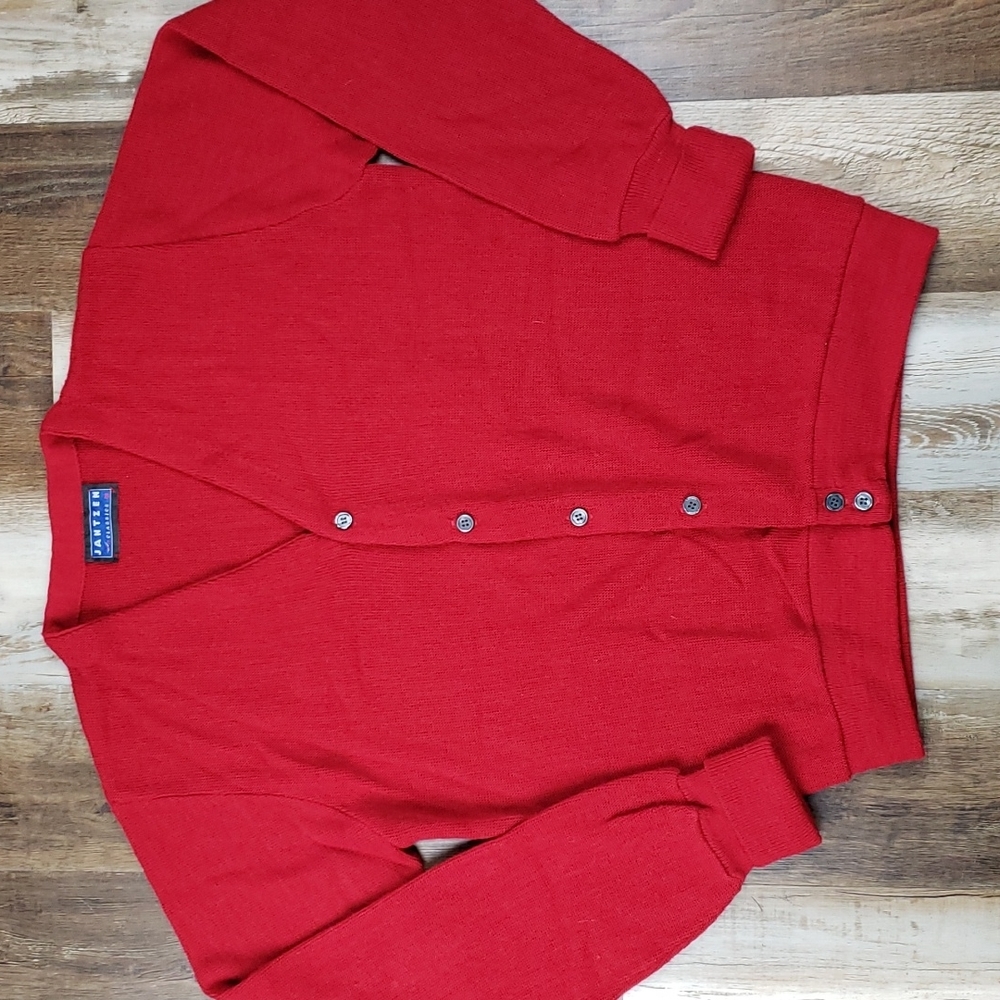 Jantzen Red Vintage Grandpa Oversize Cardigan Size Medium